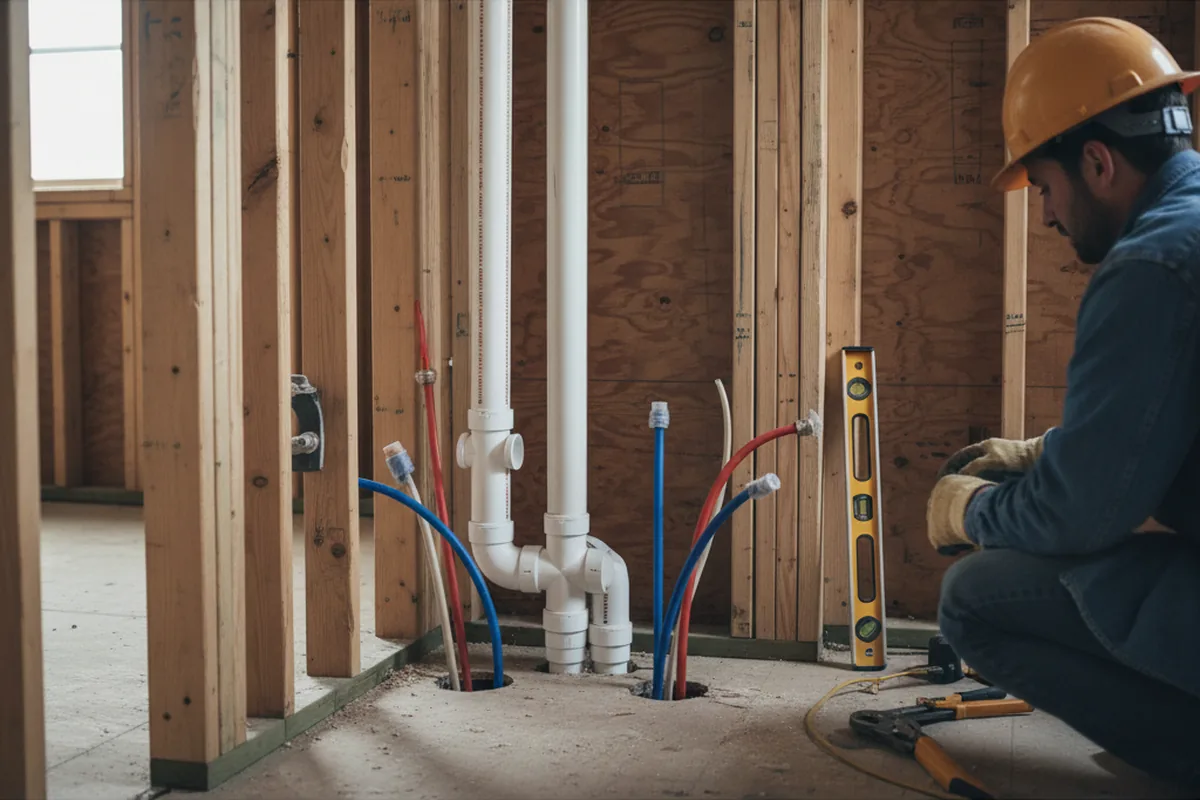 Drain and supply rough-in during Sump Pump Repair in Pantego